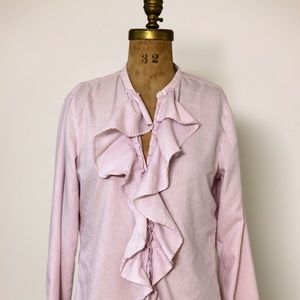 GAP striped ruffle-neck button down